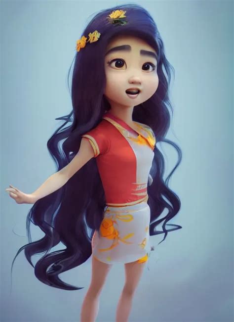 a cute asian girl singing, flowing hair in the style | Stable Diffusion | OpenArt