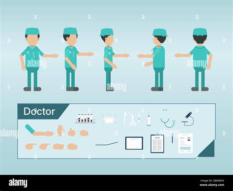 Set of surgeon characters wear green gown vector illustration Stock Vector Image & Art - Alamy