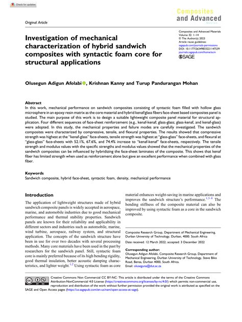 (PDF) Investigation of mechanical characterization of hybrid sandwich composites with syntactic ...