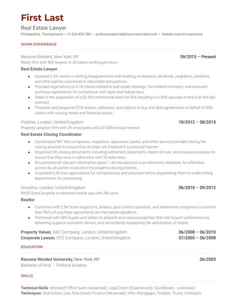 Junior Lawyer Resume Example for 2023 | Resume Worded