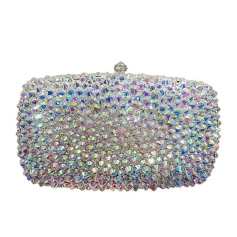 AB Silver Rhinestone Purse Crystal Bridal Clutch Anniversary Evening Bag