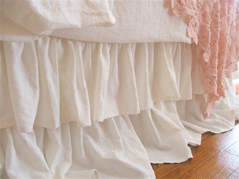 Romantic Tiered Ruffle Dust Ruffle Bed Skirt King Size