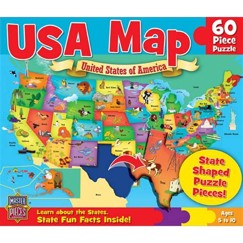 MasterPieces Explorer Kids - USA Map - 60 Piece Kids Puzzle - Walmart.com - Walmart.com