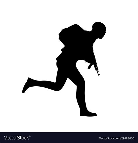 Silhouette of a running soldier Royalty Free Vector Image