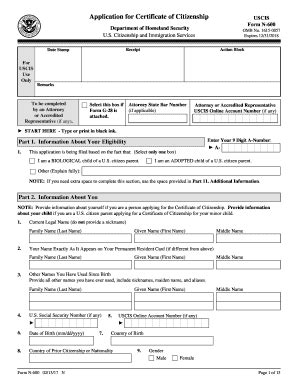 Form N-600, Application For Certificate Of Citizenship - USCIS - Uscis ...