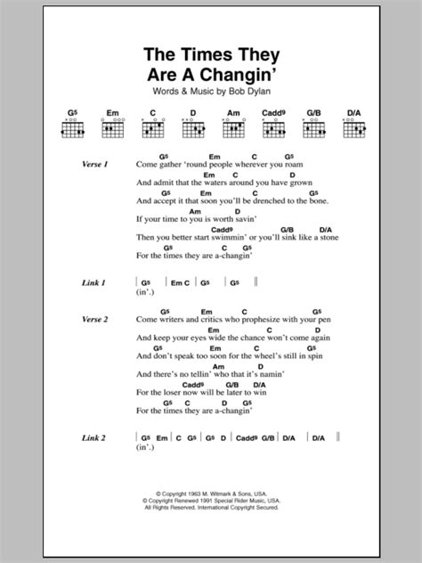 The Times They Are A-Changin' | Sheet Music Direct