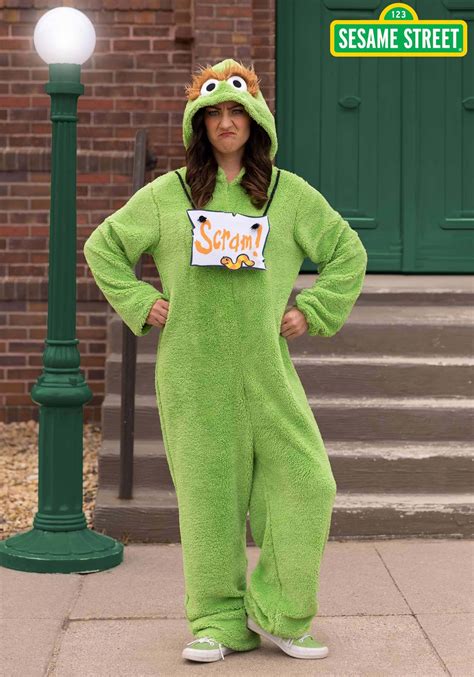 Adult Sesame Street Oscar the Grouch Jumpsuit Costume | Sesame Street ...