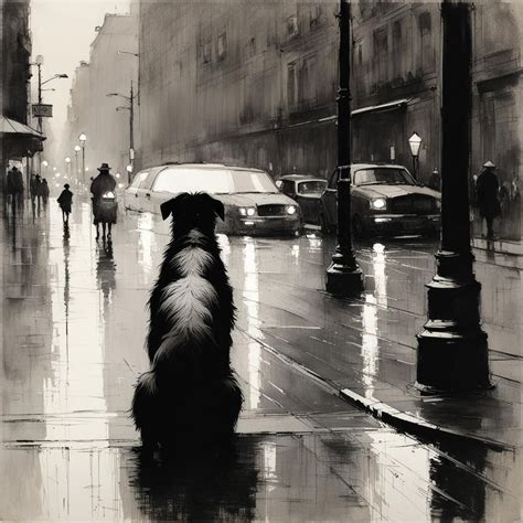 lonely dog waiting for master - AI Generated Artwork - NightCafe Creator