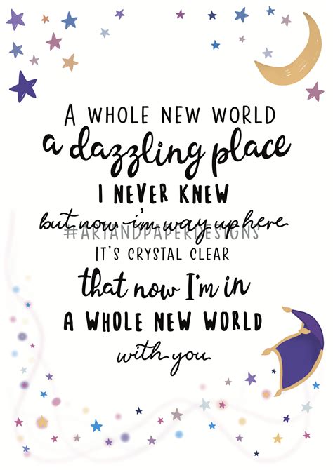 Disney Print / Aladdin / A Whole New World / Song Lyrics Print | Etsy