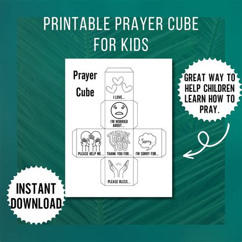 Prayer Cube for Kids Printable Sunday School Activity and Craft Teach Children the Power of ...