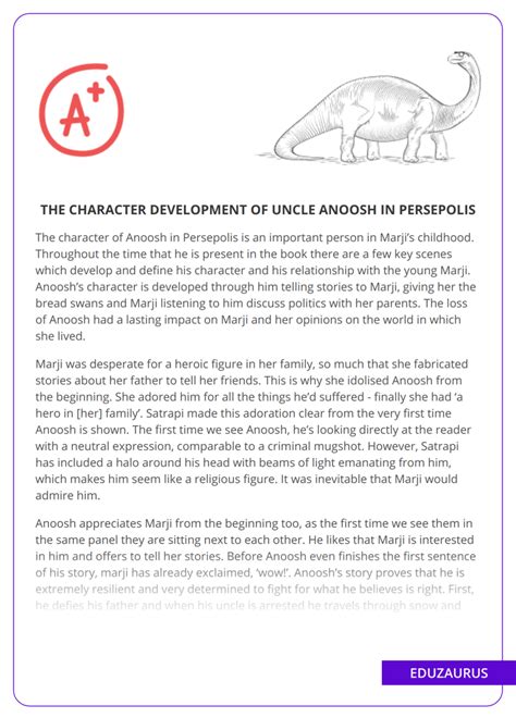 The Character Development of Uncle Anoosh in Persepolis - Free Essay Example | EduZaurus