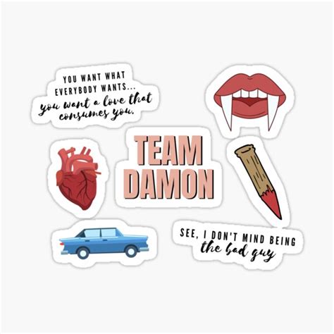 Team Damon Vampire Diaries Sticker Stickers, Labels & Tags Paper Paper ...