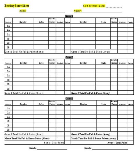 Free Bowling Score Sheet Templates | Bowling, Sheet, Templates