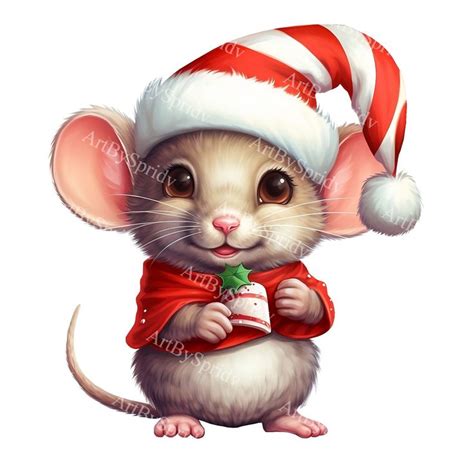 Cute Mouse With Christmas Santa Hat Transparent PNG Clipart - Etsy in 2023 | Cute mouse, Unique ...