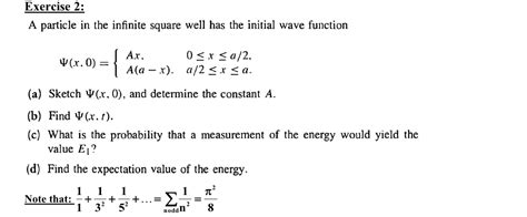 Solved A particle in the infinite square well has the | Chegg.com