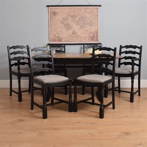 Painted Ercol Table and Six Chairs – Betel Restored Furniture