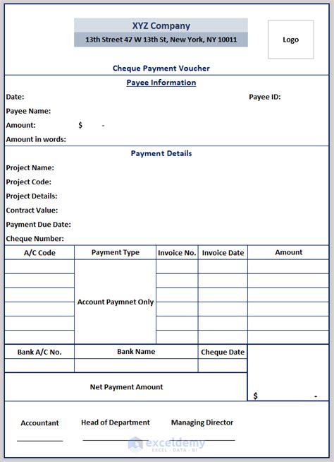 How to Make a Cheque Payment Voucher Format in Excel: 6 Method