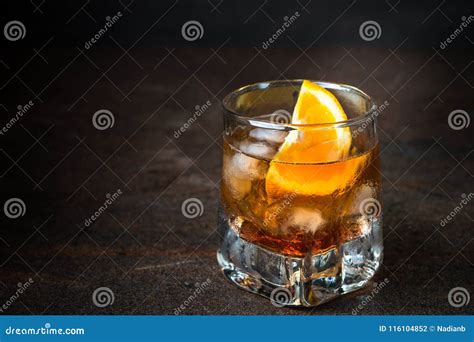 Negroni Cocktail in Glass on Dark. Stock Photo - Image of black, iced: 116104852