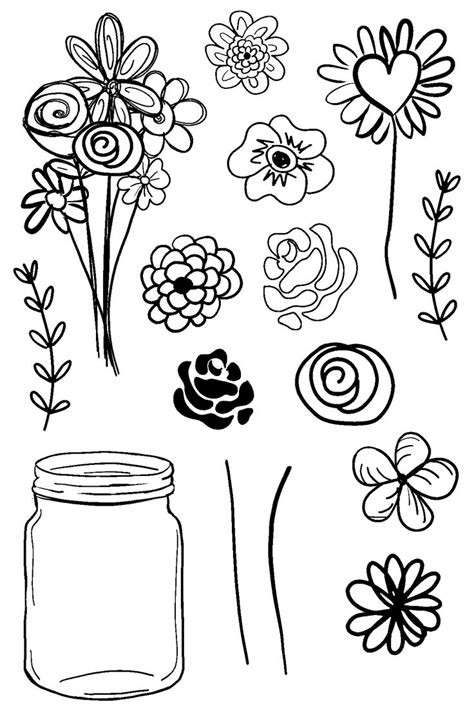 Doodle Flowers Clear Stamps | Doodle drawings, Doodle art flowers, Flower doodles