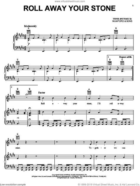 Sons - Roll Away Your Stone sheet music for voice, piano or guitar