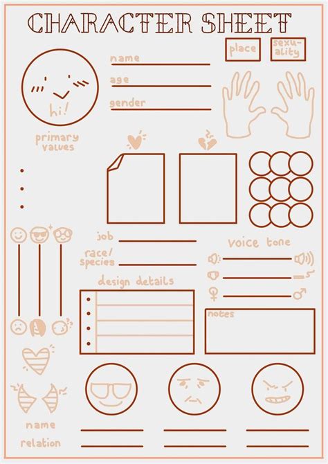 Simple OC Character Sheet Blank Template Printable - Etsy UK | Character sheet template ...