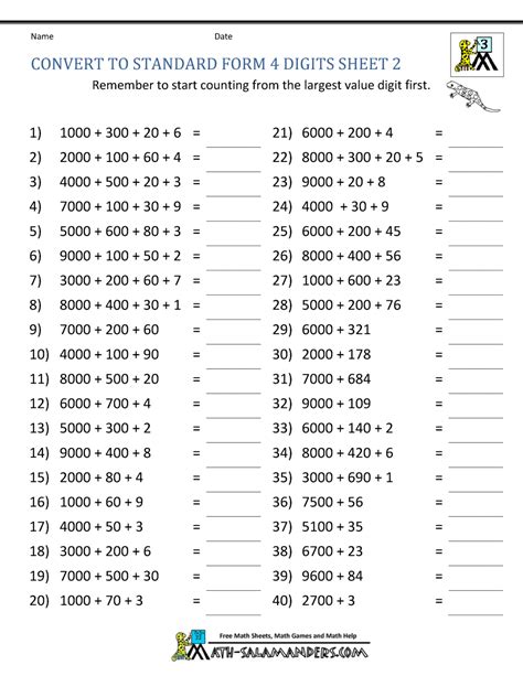 Math Worksheets Place Value 3rd Grade