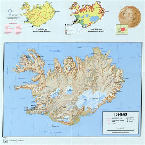 Large detailed map of Iceland with relief, roads, cities, airports and ...