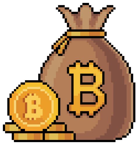 Pixel art bag of bitcoin and cryptocurrencies. vector icon for 8bit ...