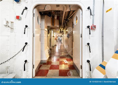 London, United Kingdom - May 13, 2019: HMS Belfast Warship Museum Interior, Saw Action during ...