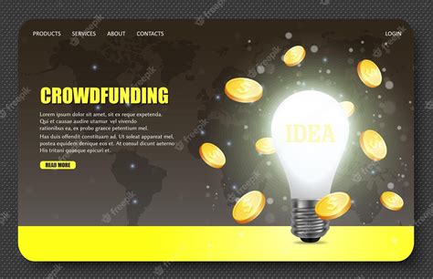 Premium Vector | Crowdfunding vector website landing page design template