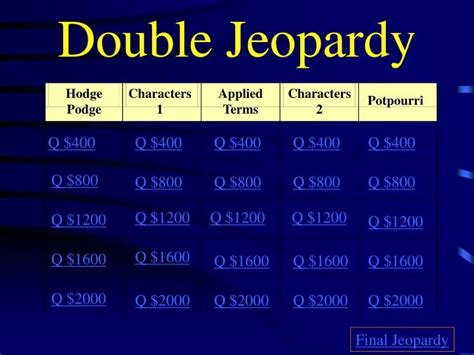 PPT - Double Jeopardy PowerPoint Presentation, free download - ID:4213176