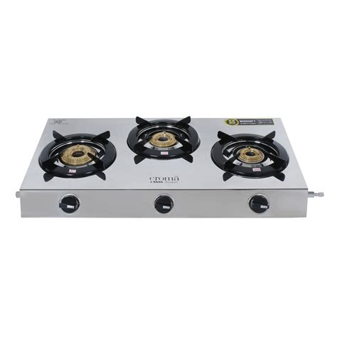 Buy Croma 3 Burner Manual Gas Stove (ISI Certified, Silver) Online – Croma