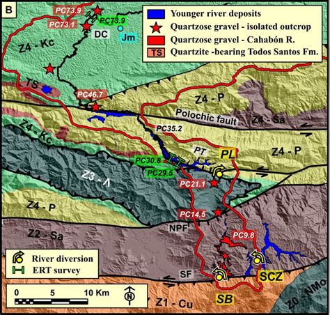 Map of the Cahabón River paleovalley. (B): Basement geology along the... | Download Scientific ...