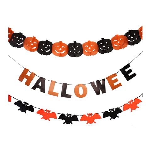 Dohance 3Pack Halloween Banner Pumpkin Garland - Halloween Party Decorations Set - Black and ...