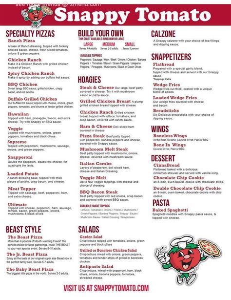 Online Menu of Snappy Tomato Pizza Restaurant, Seaman, Ohio, 45679 - Zmenu