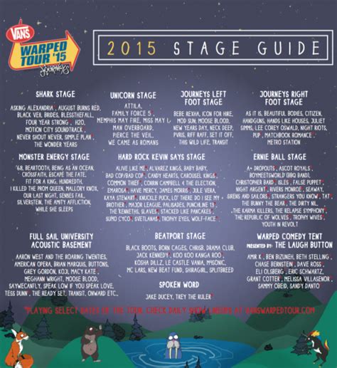 2015 Vans Warped Tour Lineup, Routing, And Stage... — PropertyOfZack