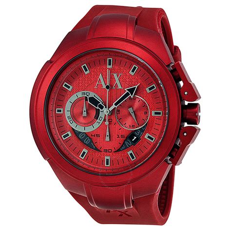 Armani Exchange Chronograph Red Dial Red Aluminium Men's Watch AX1186 - Armani Exchange ...