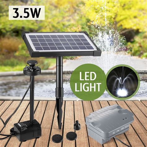 Solar Power Fountain Water Pump Kit Water Display with Timer & LED Lights - 3.5w | Buy Pond ...