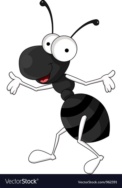 Funny black ant cartoon Royalty Free Vector Image