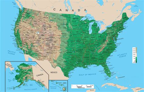 a map of the united states with major cities and roads in green, showing where each state is located