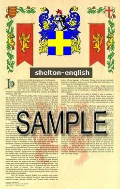 SHELTON - ENGLISH - Armorial Name History - Coat of Arms - Family Crest GIFT! 8.5x11