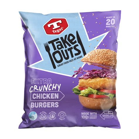 Buy Tegels Take Out Crunchy Chicken Burger 550g | Coles