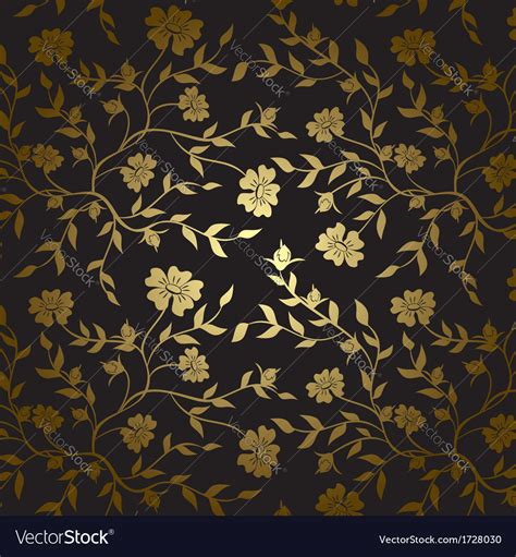 Black and gold floral texture for background Vector Image