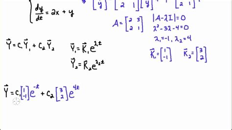 Solve a First-order Linear System of ODEs (Real Distinct Case) - YouTube