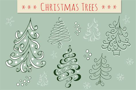 Christmas Tree Doodle Clipart Set! ~ Graphic Objects ~ Creative Market