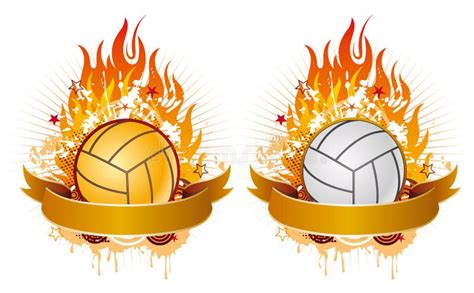 Volleyball with flames stock vector. Illustration of blank - 15754078