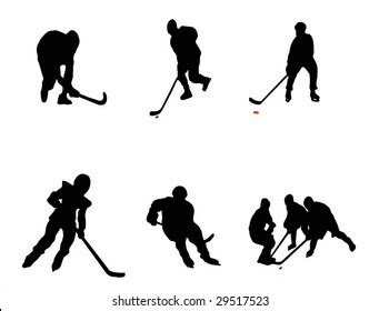 Kids Playing Hockey Clipart Silhouette