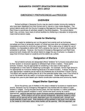 Fillable Online SARASOTA COUNTY EVACUATION SHELTERS Fax Email Print ...