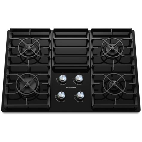 KitchenAid KGCC506RBL 30" Gas Ceramic-glass Conventional Cooktop w/ 4 Sealed Burners - Black