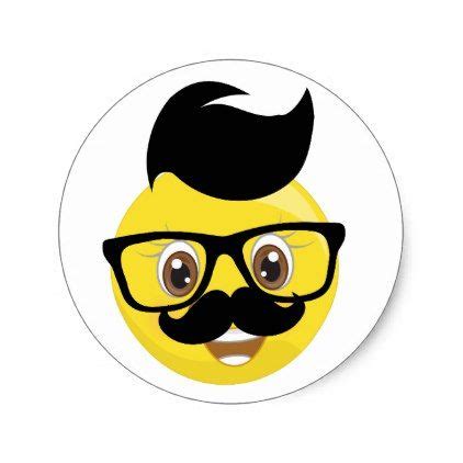 Funny Mustache & Glasses With Hair Emoji Stickers | Zazzle | Emoji ...